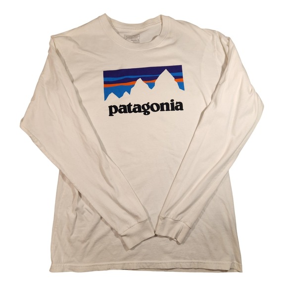 Patagonia Other - Patagonia Shirt Mens Medium White Long Sleeve Regular Fit P-6 Logo Graphic